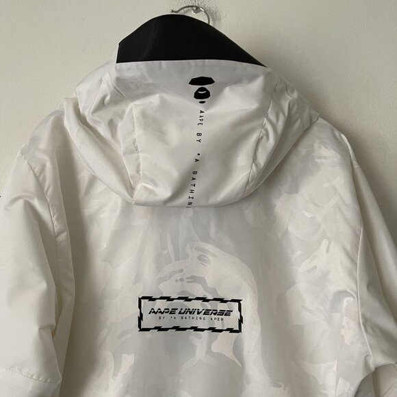 AAPE BY A BATHING APE Size L Hooded Pullover Logo Printed Windbreaker Parka - Picture 7 of 16